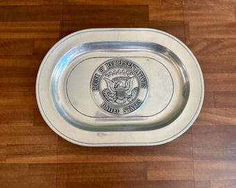 Vintage U.S. House of Representatives Pewter Tray – Wilton Armetale – Perfect for America’s 250th or Father’s Day!