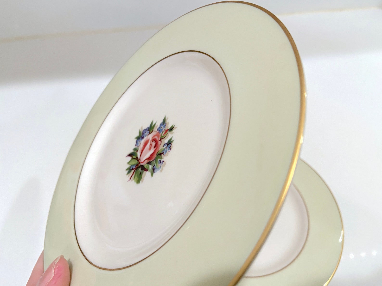 Vintage Fine Arts set of 10 Romance Rose fine china dessert | Etsy