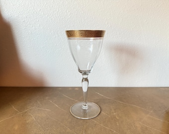 Vintage Glastonbury Lotus Water Goblet | Minton 1125 Optic Gold Rim