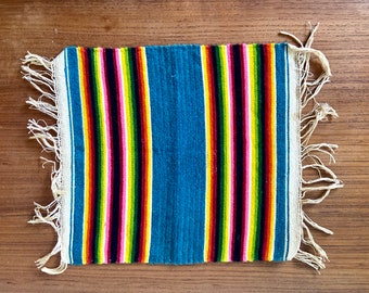 Vintage Small Mexican Fiesta Handwoven Textile Mat