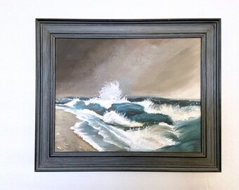 Original Oil Painting of a Stormy Ocean