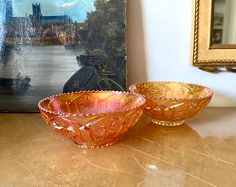 Vintage Imperial Carnival Glass Bowls – Star & File Pattern