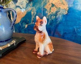 Vintage Ceramic Boxer Dog Figurine – Hand-Painted Collectible