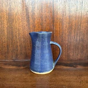 Handmade Vintage Blue farmhouse pottery pitcher