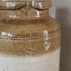 Pote antigo de cerâmica Doulton Lambeth, década de 1880, bicolor, estilo inglês, 18 cm (7 polegadas)