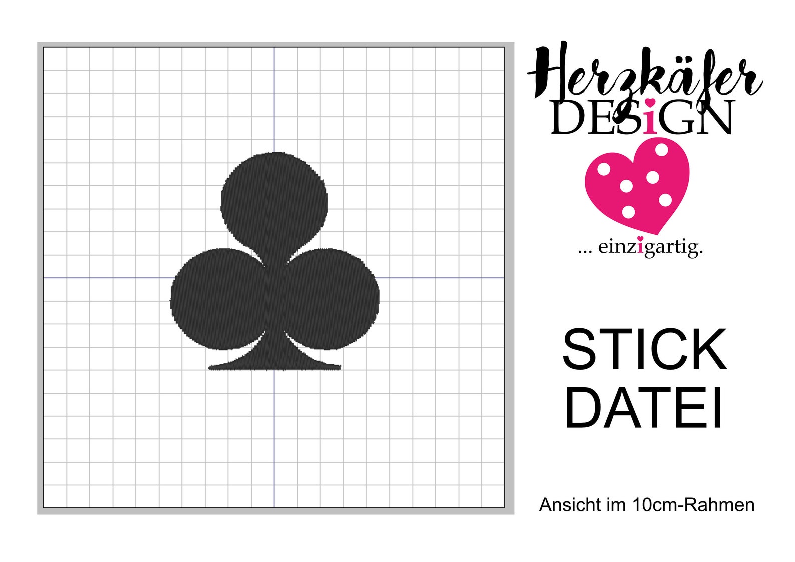 Stickdatei Karten Herz Karo Pik Kreuz 5er Set embroidery