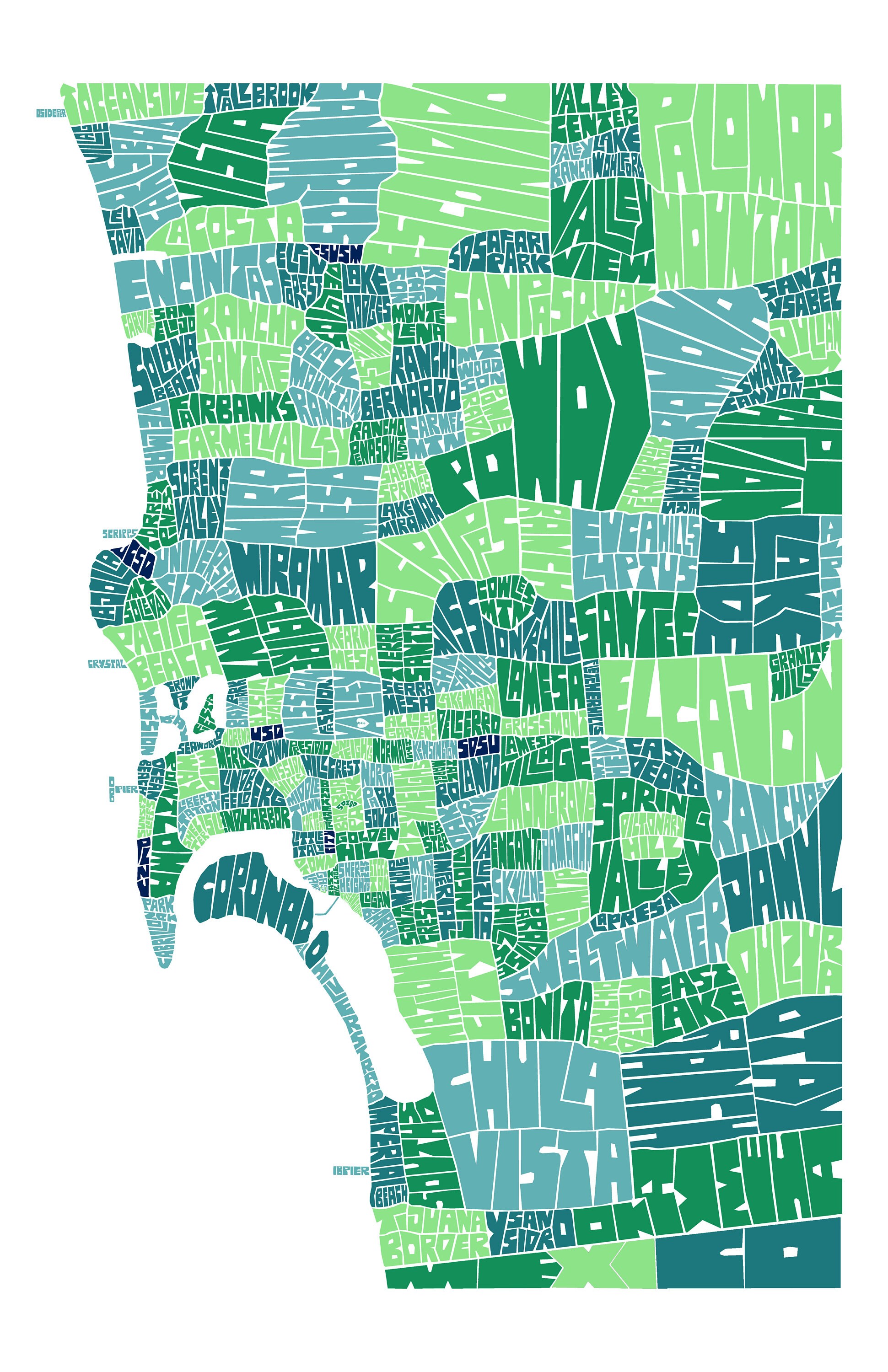 San Diego County Map Hand Drawing - Etsy