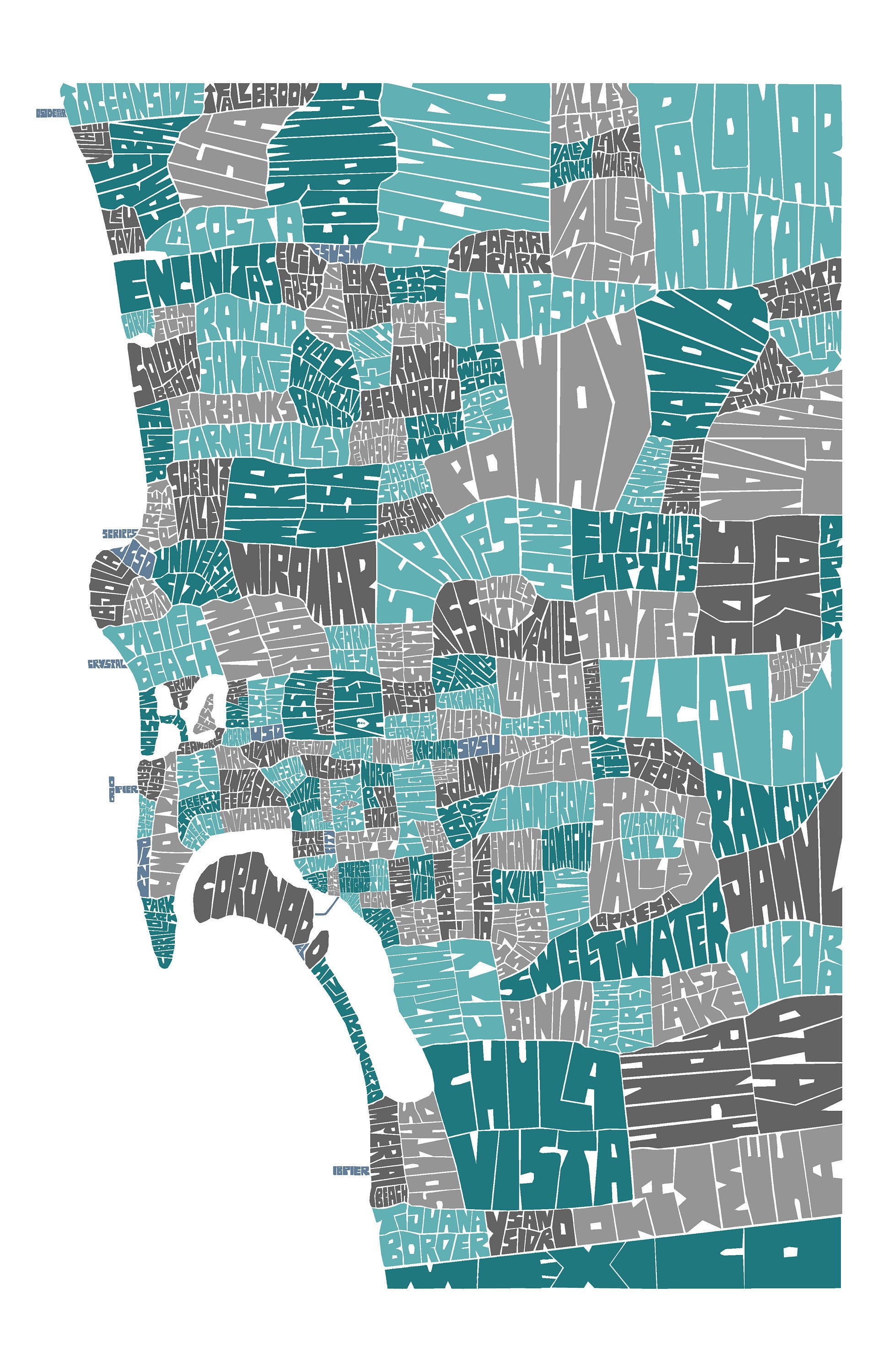 San Diego County Map - Hand Drawing - Etsy