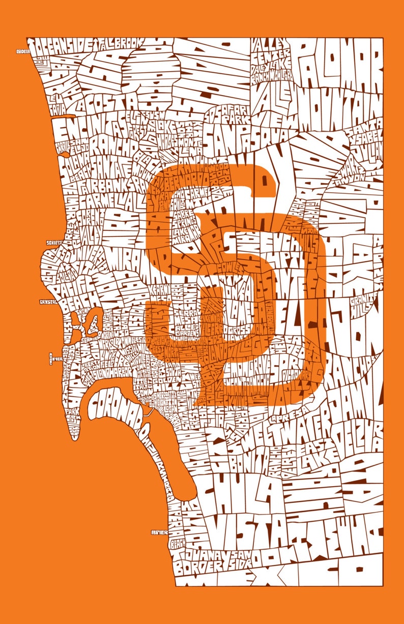 San Diego County Map Hand Drawing - Etsy