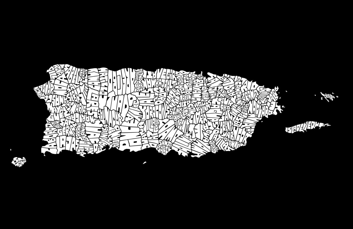 Puerto Rico Municipalities Map - Hand Drawing - Etsy