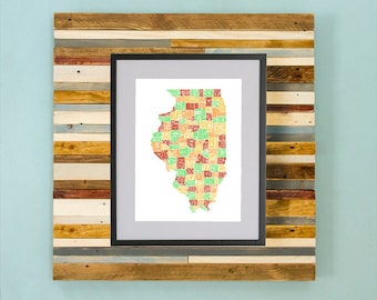 Illinois County Map - Hand Drawing