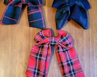 Pinza para el pelo con lazo de cuadros/tartán estilo francés / lazos para el pelo con temática navideña