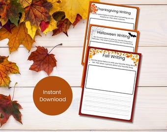 Fall Writing Prompts & Templates | 9 Pages | Halloween, Thanksgiving, Autumn Activities for Kids