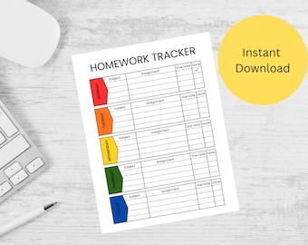 Editable Student Homework Planner: Printable Assignment Tracker (Digital Download)