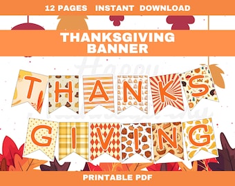 Editable Thanksgiving Banner | Printable Fall Decor (Digital Download)