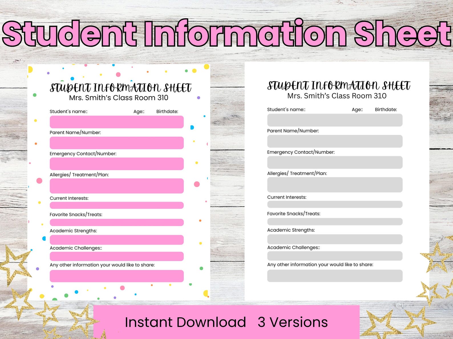 Editable Student Information Sheet | Teacher Printable | Back to School ...