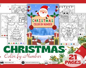 Christmas Color by Number for Kids | 20 Fun Holiday Coloring Pages