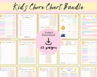 Kids Chore Chart Bundle | Daily, Weekly, Routines, Rewards & Behavior Tracker