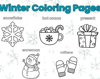 Dibujos para colorear de invierno para niños / Hojas de actividades navideñas para primaria