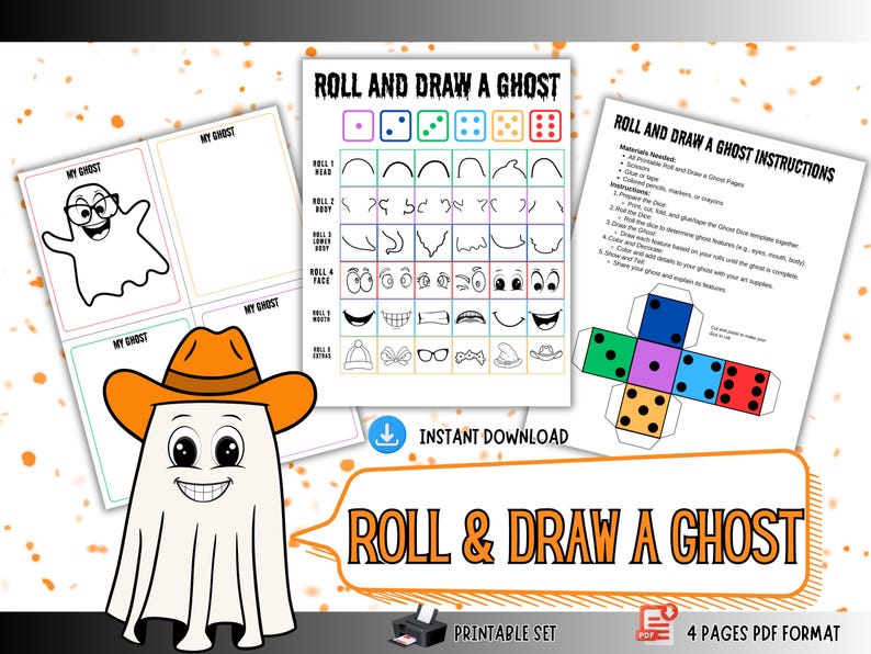 Halloween Roll & Draw a Ghost | Fun Dice Drawing Game | Printable Kids ...