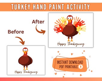 Kit d'artisanat d'empreintes de main de dinde, activité pour enfants de Thanksgiving, peinture à la main pour enfants