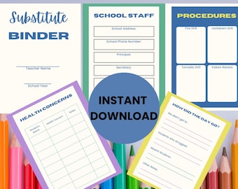 Editable Substitute Teacher Binder: Printable Sub Plans (PDF Download)