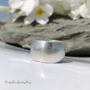 Handmade Wide Sterling Silver Thumb Ring: Minimalist Dome Band