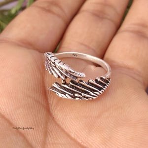 Handmade Sterling Silver Angel Wing Ring, Adjustable Guardian Jewelry, Thoughtful Memorial Gift For Her image 1