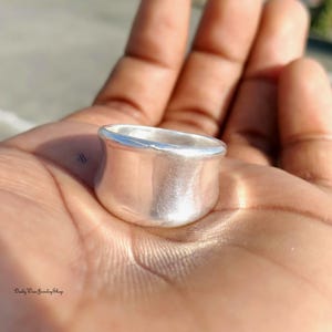 Chunky Sterling Silver Cigar Band Ring Wide Concave Statement Ring Minimalist Organic Handcrafted Jewelry