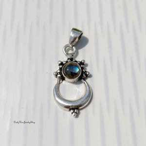 Natural Labradorite Moon Necklace - Celestial Silver Pendant - Boho Crystal Jewelry, Witchy Spiritual Birthday Gift