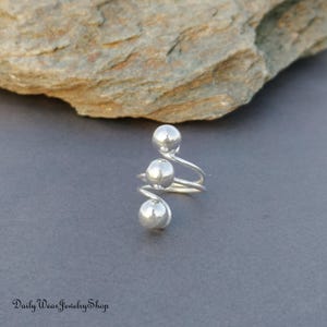 Sterling Silver Triple Ball Ring: Handmade Minimalist Boho Jewelry