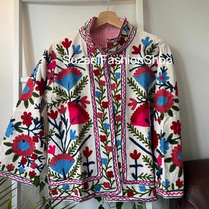 Velvet Suzani Jacket | Short Embroidered Bohemian Coat
