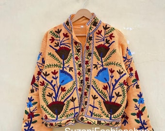 Handmade Velvet Suzani Jacket | Embroidered Bohemian Coat