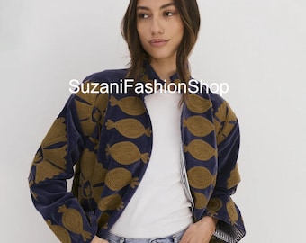 Suzani Hand Embroidered Velvet Jacket
