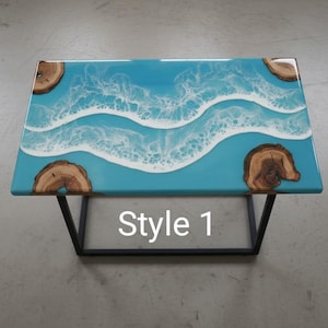 Large Resin Ocean Dining Table | Deep Blue Sea Wave Epoxy Art Table | Modern Beach Decor Furniture | Unique Handmade Home Gift