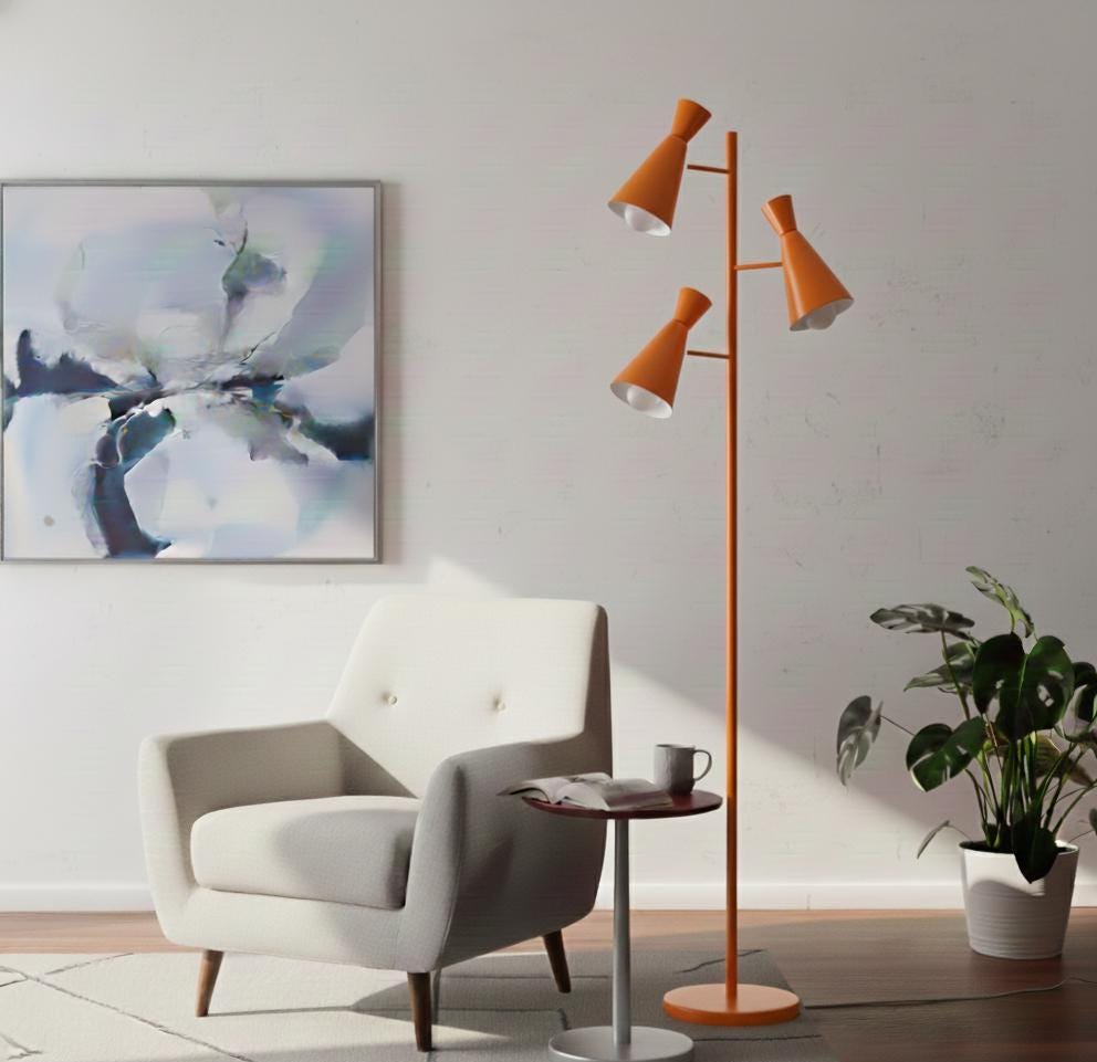 Mid Century Modern 3-shade Floor Lamp | Handmade Metal Lamp