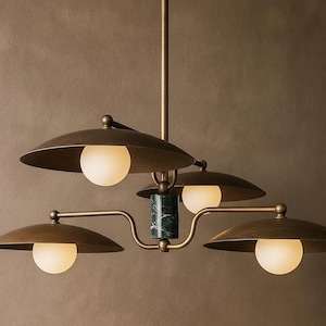 Brass Sputnik Chandelier Light: Mid Century Modern Dining Table Chandelier Lighting Fixture image 2