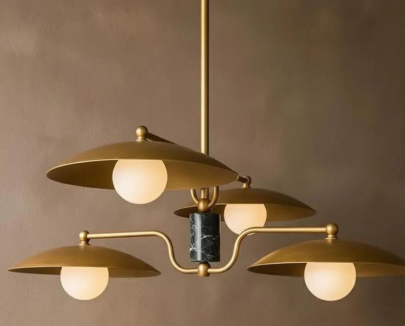 Brass Sputnik Chandelier Light: Mid Century Modern Dining Table Chandelier Lighting Fixture image 4