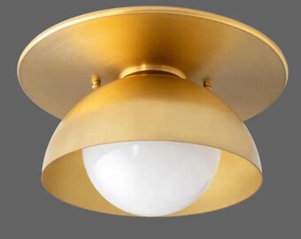 Mid-Century Modern Flush Mount Ceiling Light | Entryway & Bedroom Lighting Fixture | Retro Minimalist Ceiling Lamp