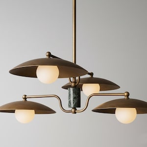 Brass Sputnik Chandelier Light: Mid Century Modern Dining Table Chandelier Lighting Fixture image 8