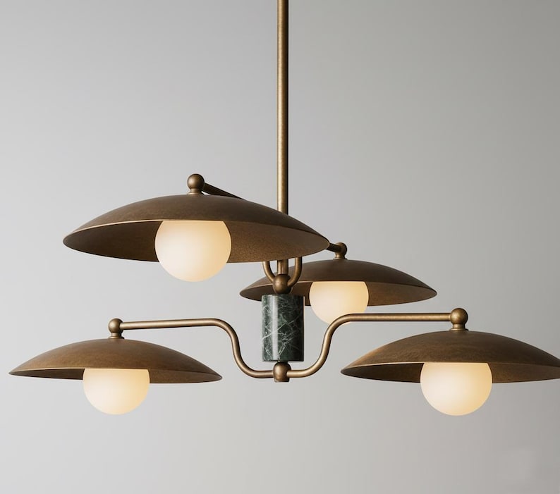 Brass Sputnik Chandelier Light: Mid Century Modern Dining Table Chandelier Lighting Fixture image 8