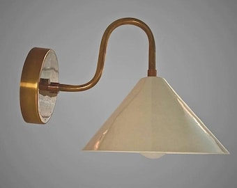 Brass Cone Shade Wall Sconce Light Modern Lights Fixture for Bedroom Living Room & Hallway