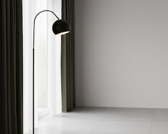 Moderne schwarze Stehlampe - Minimalistischer gebogener Armkuppelschirm für Lese- & Wohnzimmer