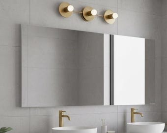 Lámpara de tocador de baño: aplique de pared de latón, accesorios de iluminación de mediados de siglo
