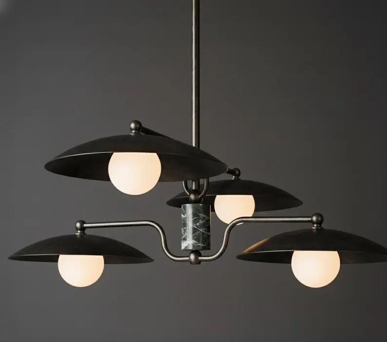 Brass Sputnik Chandelier Light: Mid Century Modern Dining Table Chandelier Lighting Fixture image 9