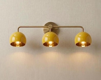 Mid Century Modern Brass Bathroom Vanity Light, Luxury Wall Sconce for Mirror Lighting