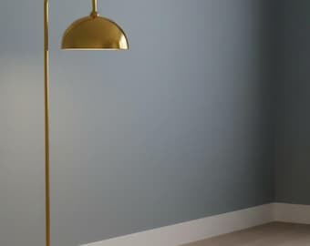 Gewölbte Stehlampe | Mid-Century Modern Gold Innenschirm | Elegante Wohnzimmer Beleuchtung