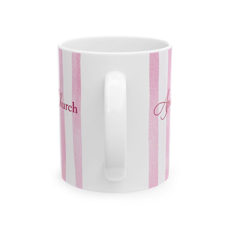 Sunday Reset Coffee Mug, Calm Christian Aesthetic Mug, Après Church Mug, Pink Stripe Faith Mug, Minimal Christian Gift image 4