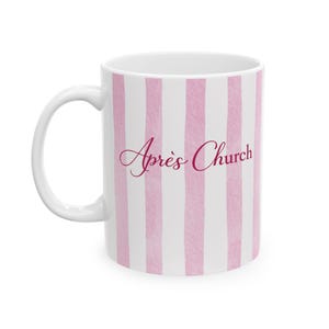 Sunday Reset Coffee Mug, Calm Christian Aesthetic Mug, Après Church Mug, Pink Stripe Faith Mug, Minimal Christian Gift image 2
