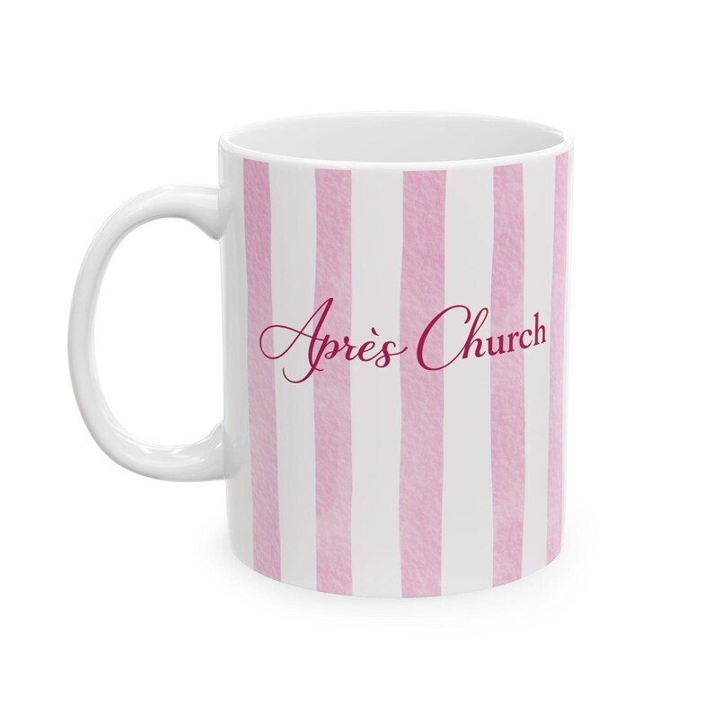 Sunday Reset Coffee Mug, Calm Christian Aesthetic Mug, Après Church Mug, Pink Stripe Faith Mug, Minimal Christian Gift image 2